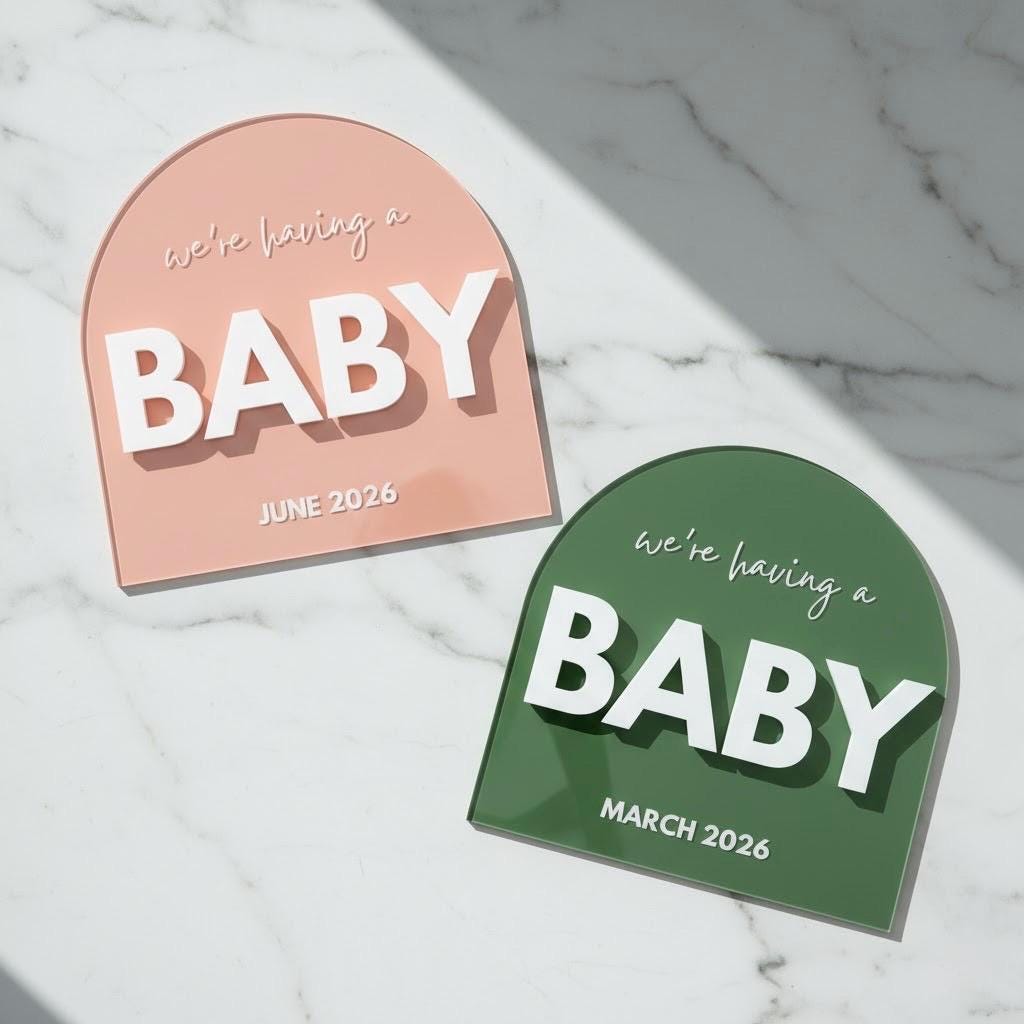 Acrylic Pregnancy Announcement Sign – Custom Due Date Baby Reveal