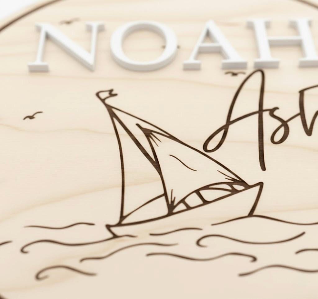 Personalized Nautical Sailboat Baby Name Sign/Birth Stats Sign