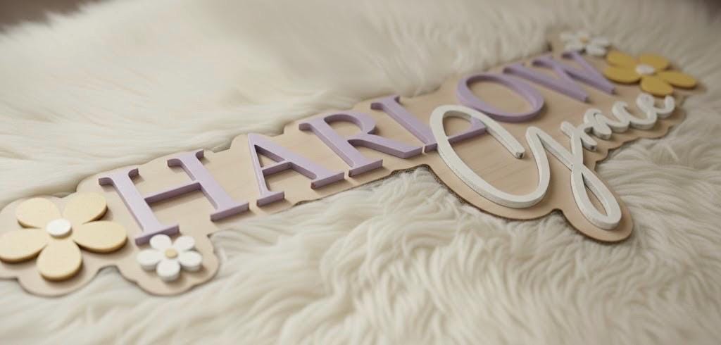 Personalized 3D Daisy Nursery Name Sign