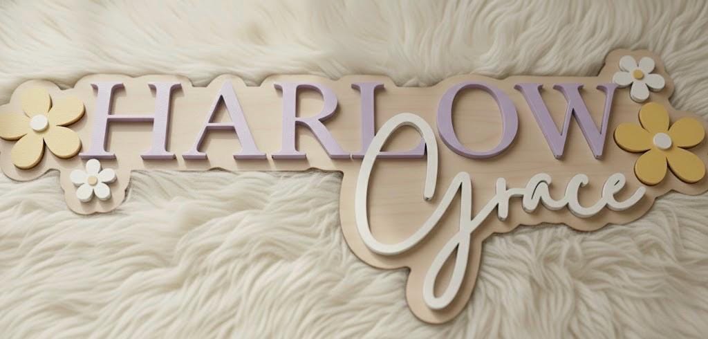 Personalized 3D Daisy Nursery Name Sign