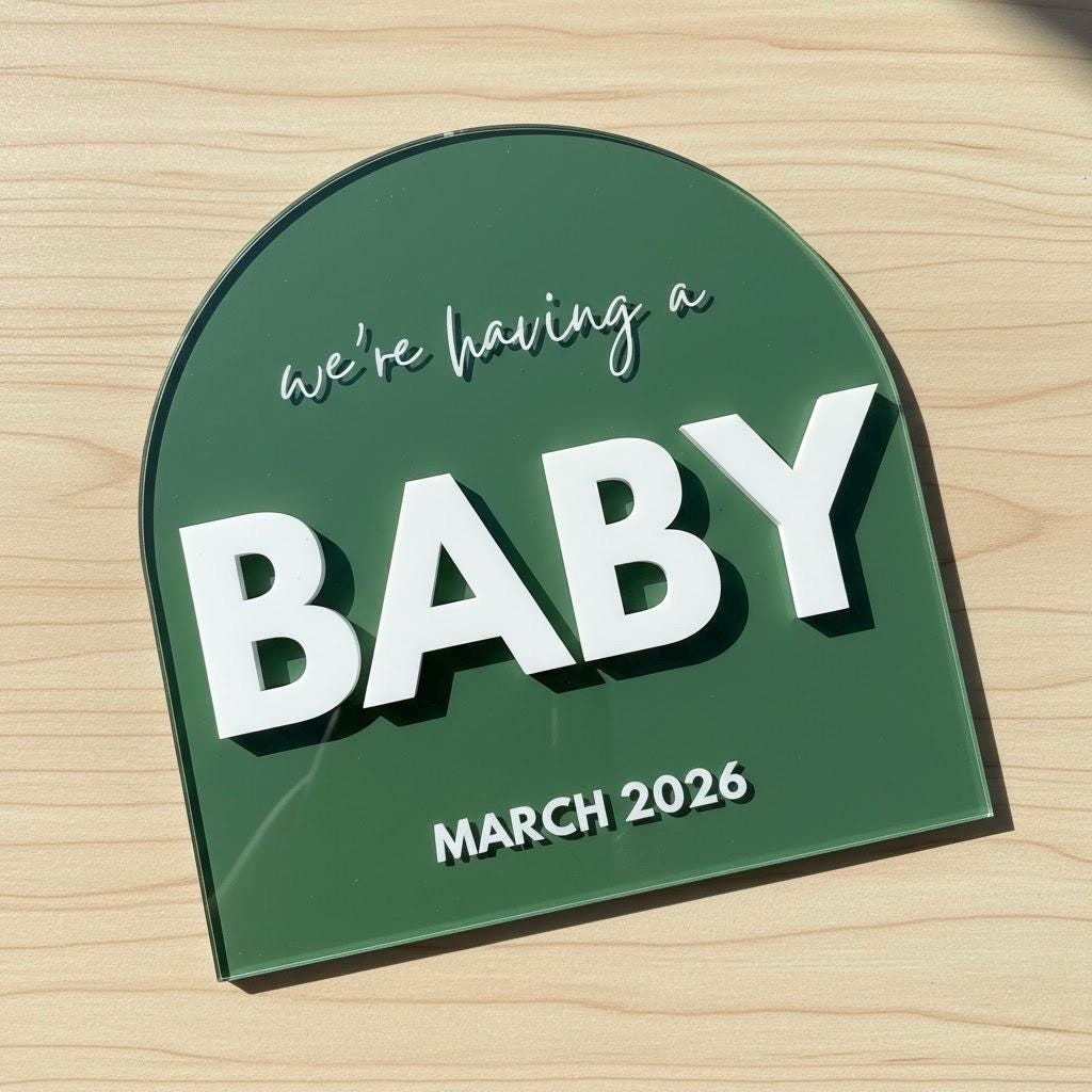 Acrylic Pregnancy Announcement Sign – Custom Due Date Baby Reveal