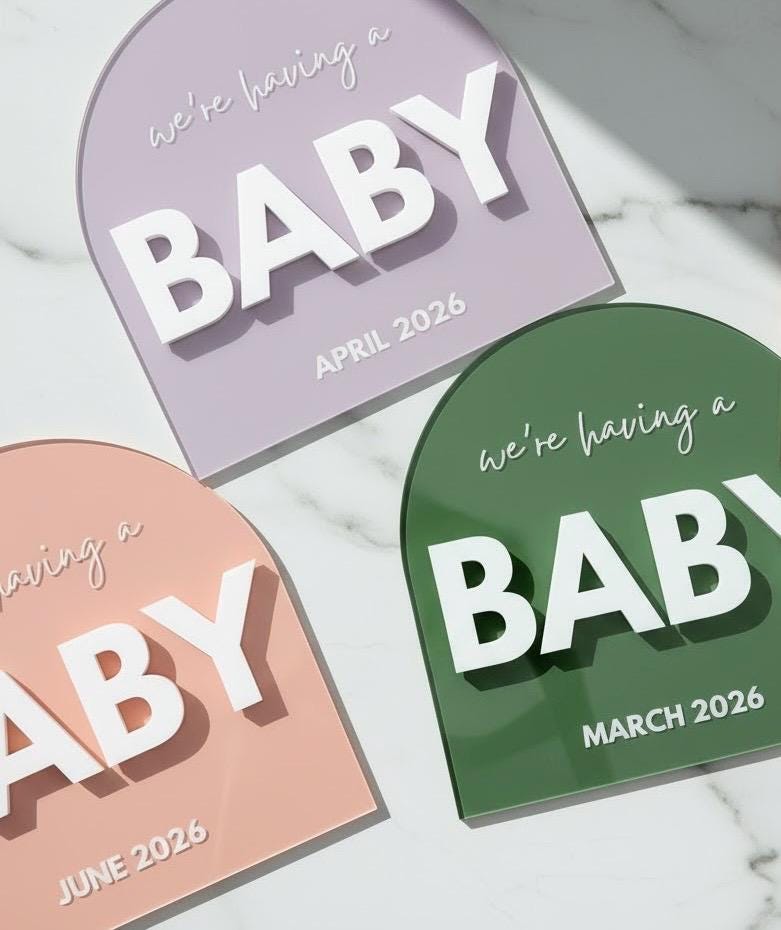 Acrylic Pregnancy Announcement Sign – Custom Due Date Baby Reveal