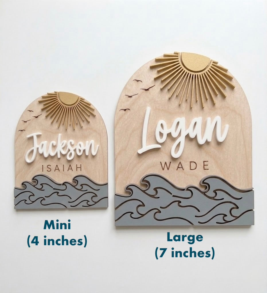 Coastal Baby Name Announcement Sign