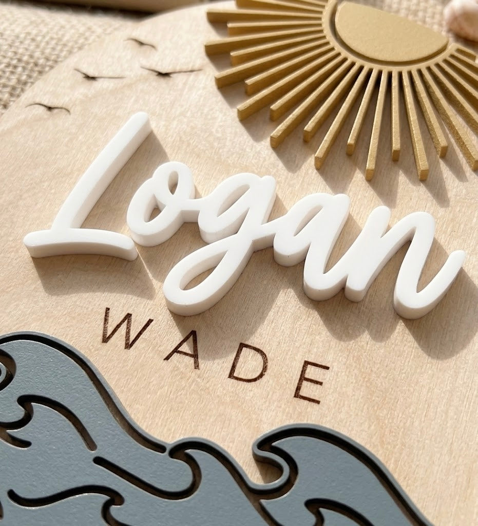 Coastal Baby Name Announcement Sign