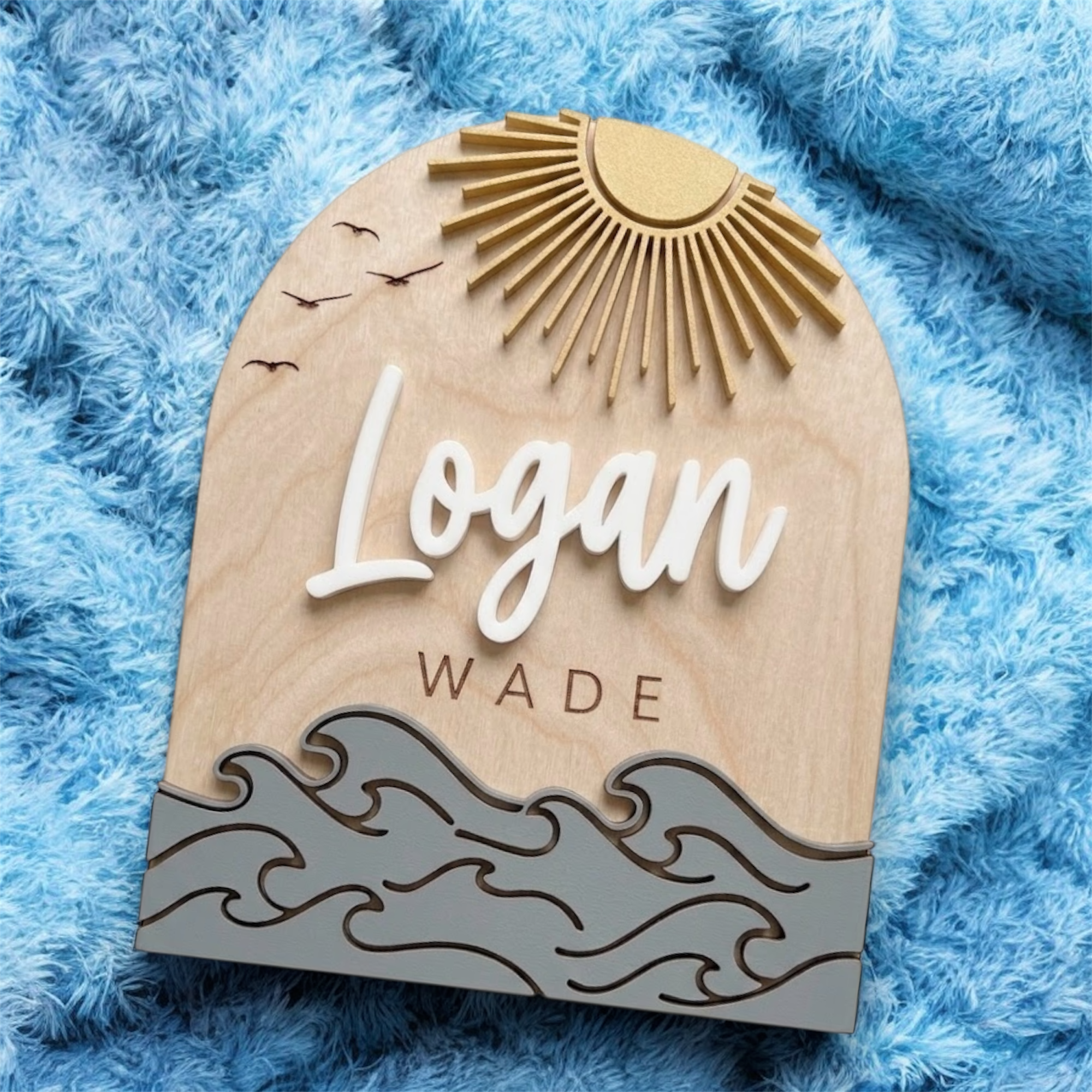 Coastal Baby Name Announcement Sign