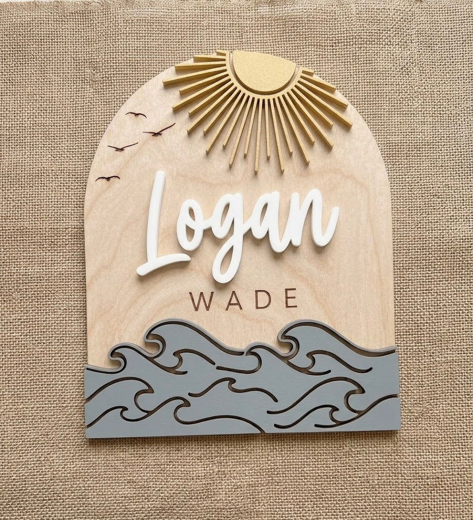 Coastal Baby Name Announcement Sign
