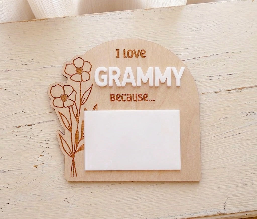 Custom 'I Love You Because...' 3D Acrylic & Wood Dry Erase Sign/Fridge Magnet