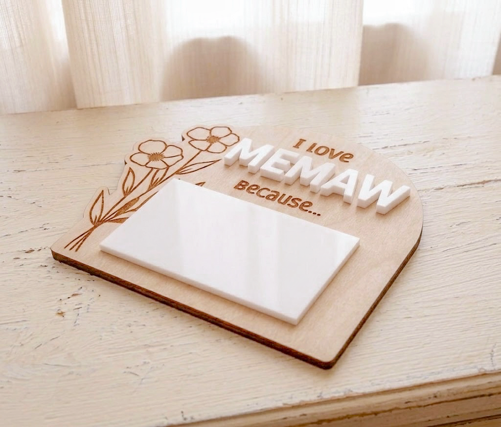 Custom 'I Love You Because...' 3D Acrylic & Wood Dry Erase Sign/Fridge Magnet