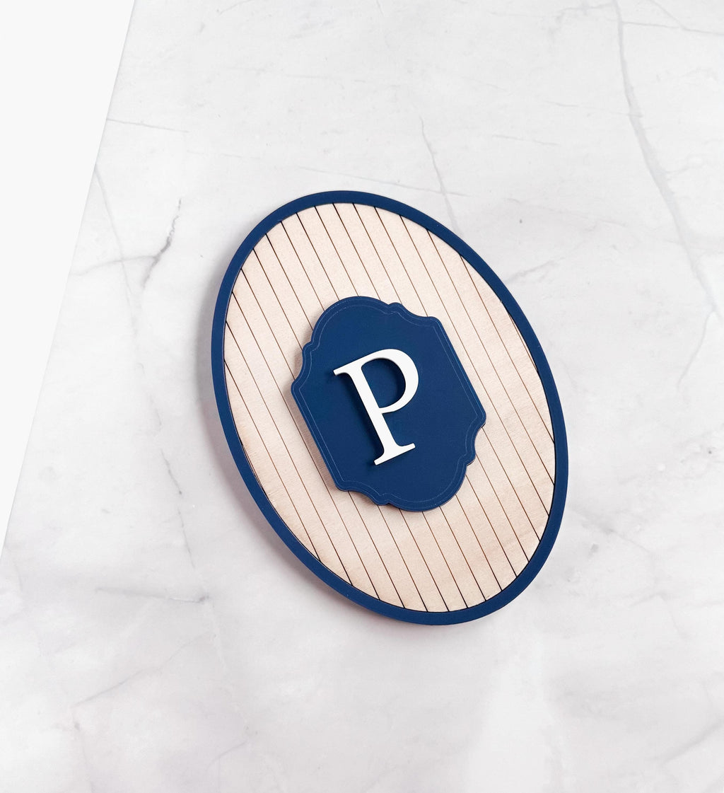 Vintage Stripe Monogram Nursery Sign