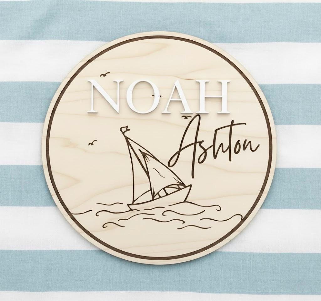 Personalized Nautical Sailboat Baby Name Sign/Birth Stats Sign
