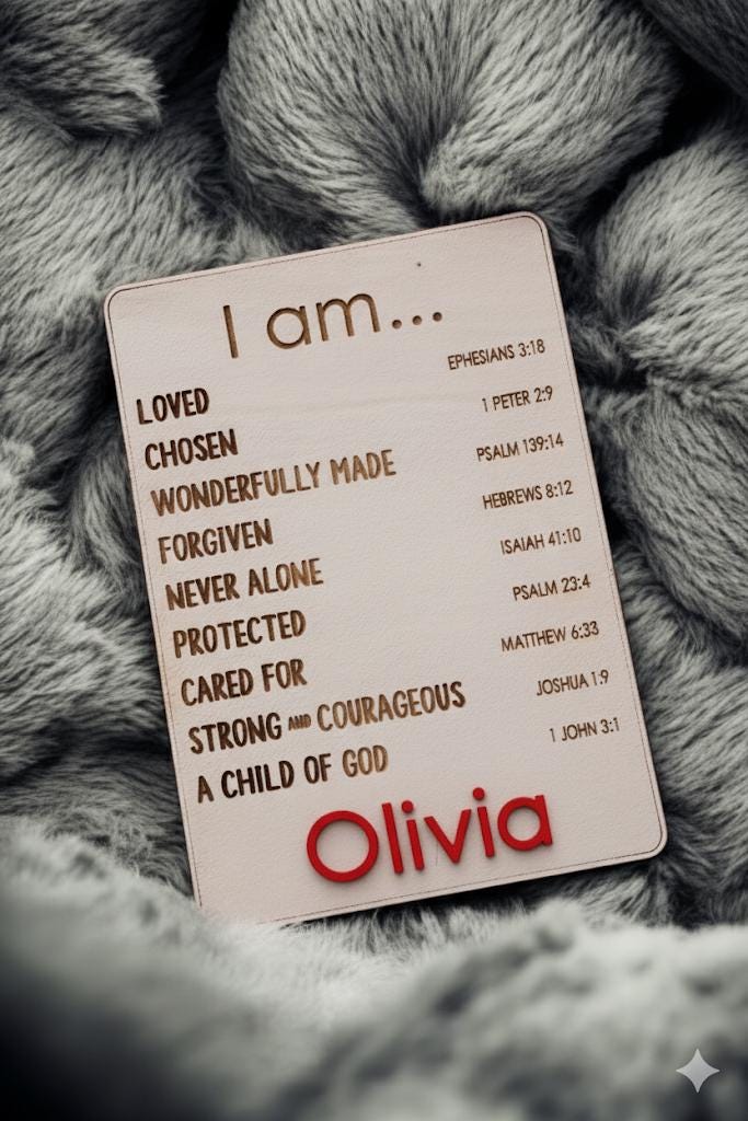 Christian Kids “I Am” Scripture Affirmation Sign
