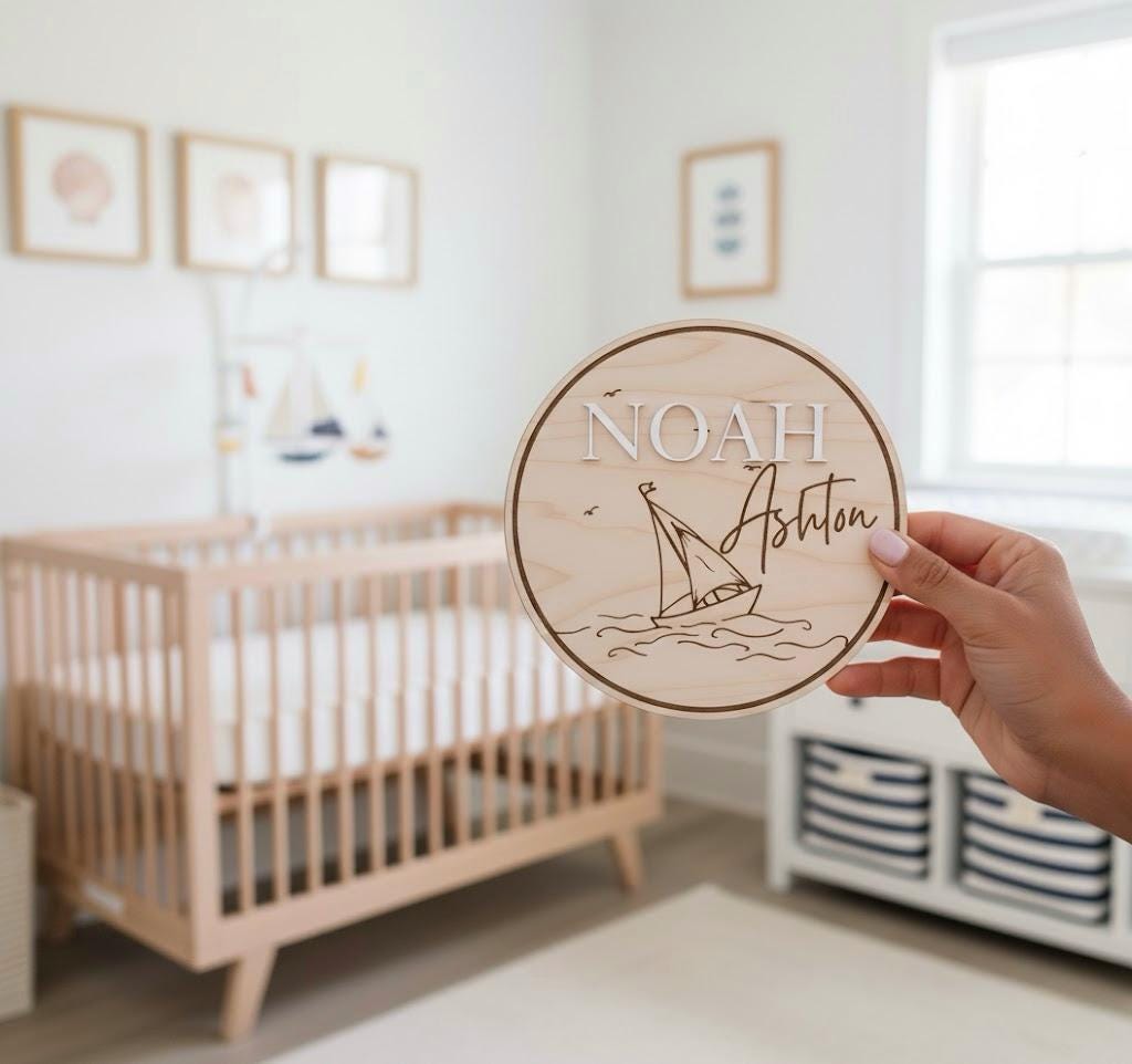 Personalized Nautical Sailboat Baby Name Sign/Birth Stats Sign
