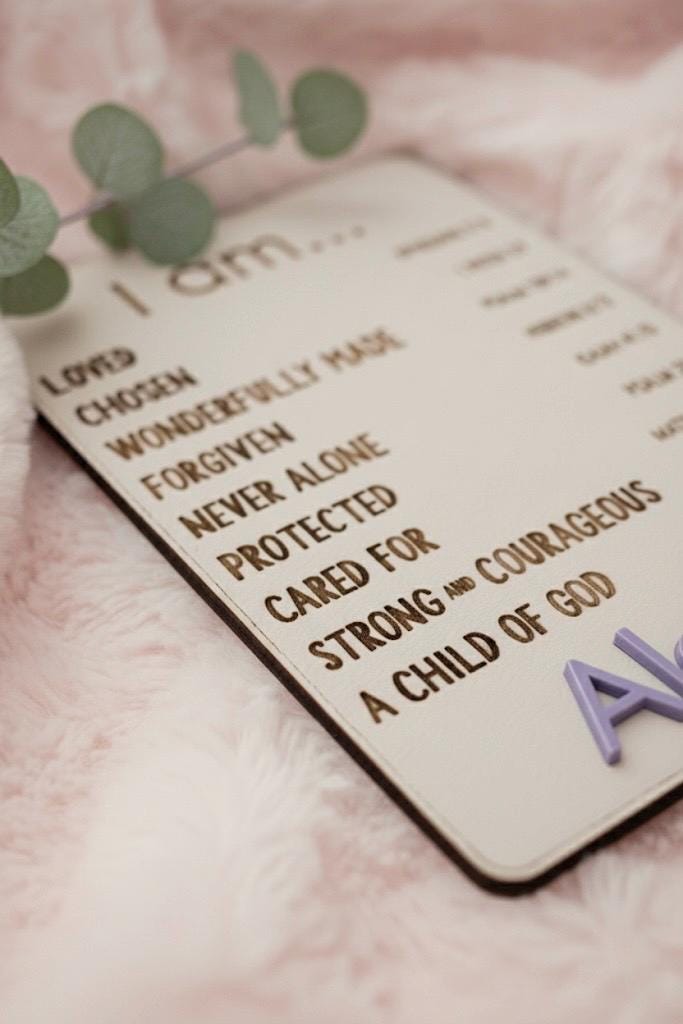 Christian Kids “I Am” Scripture Affirmation Sign