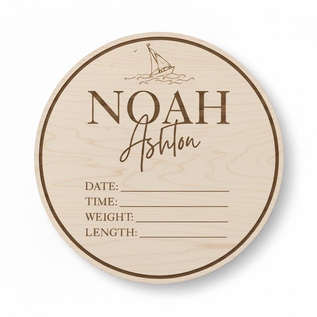 Personalized Nautical Sailboat Baby Name Sign/Birth Stats Sign