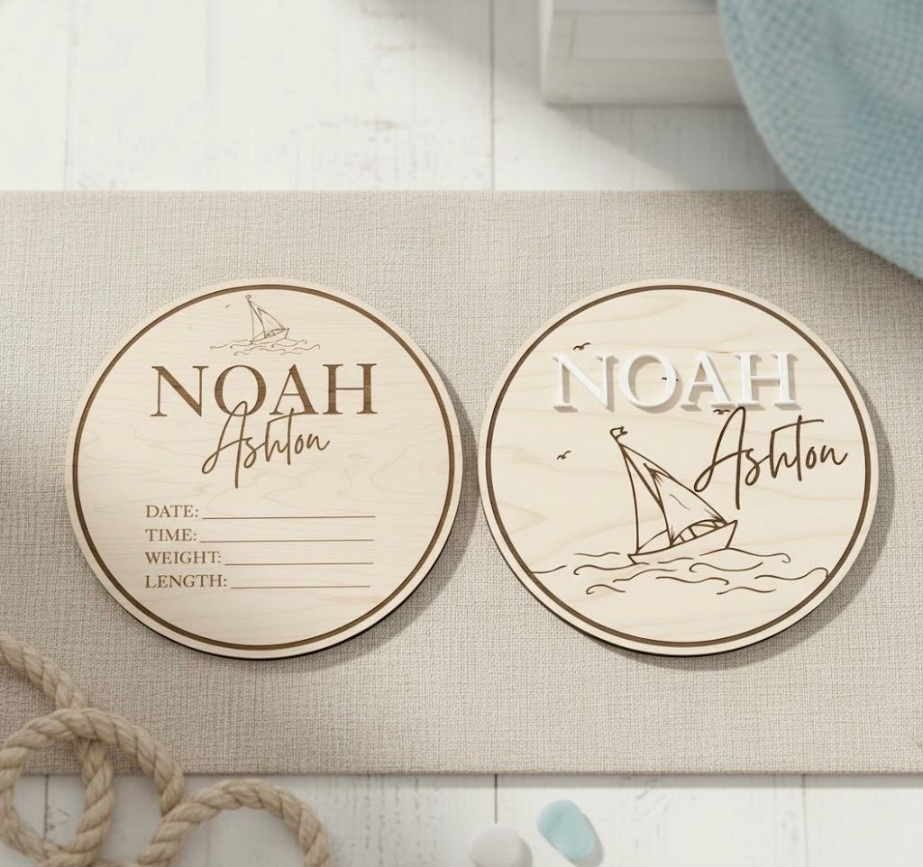 Personalized Nautical Sailboat Baby Name Sign/Birth Stats Sign