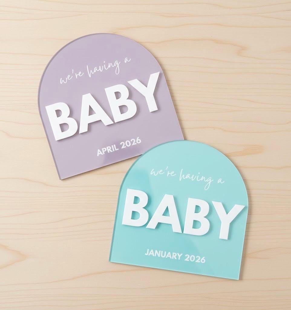 Acrylic Pregnancy Announcement Sign – Custom Due Date Baby Reveal